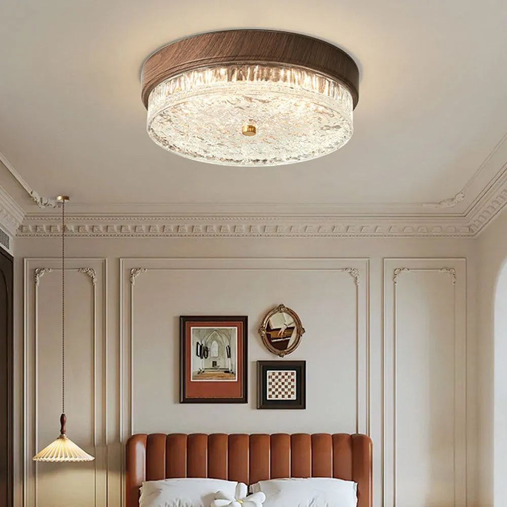 Plafonnier LED encastré avec abat-jour en verre pour chambre, salon, salle à manger, luminaire moderne rond de 12,6 po, éclairage d'ambiance intérieur