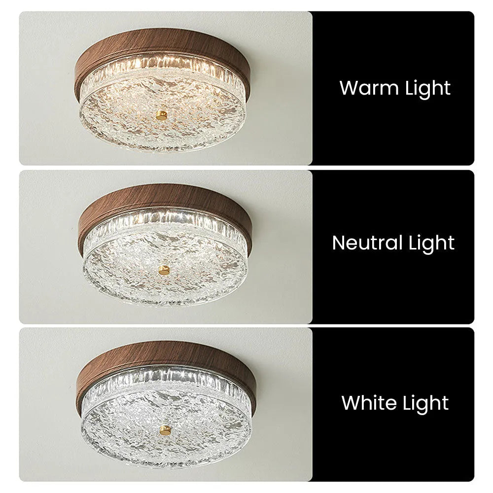 Plafonnier LED encastré avec abat-jour en verre pour chambre, salon, salle à manger, luminaire moderne rond de 12,6 po, éclairage d'ambiance intérieur