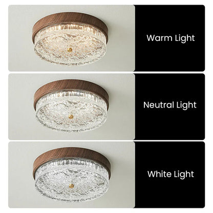 Plafonnier LED encastré avec abat-jour en verre pour chambre, salon, salle à manger, luminaire moderne rond de 12,6 po, éclairage d'ambiance intérieur