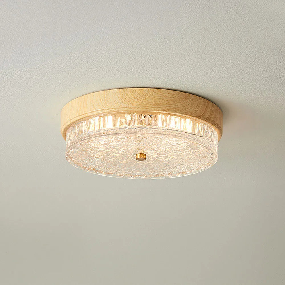 Plafonnier LED encastré avec abat-jour en verre pour chambre, salon, salle à manger, luminaire moderne rond de 12,6 po, éclairage d'ambiance intérieur