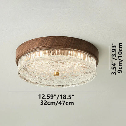 Plafonnier LED encastré avec abat-jour en verre pour chambre, salon, salle à manger, luminaire moderne rond de 12,6 po, éclairage d'ambiance intérieur