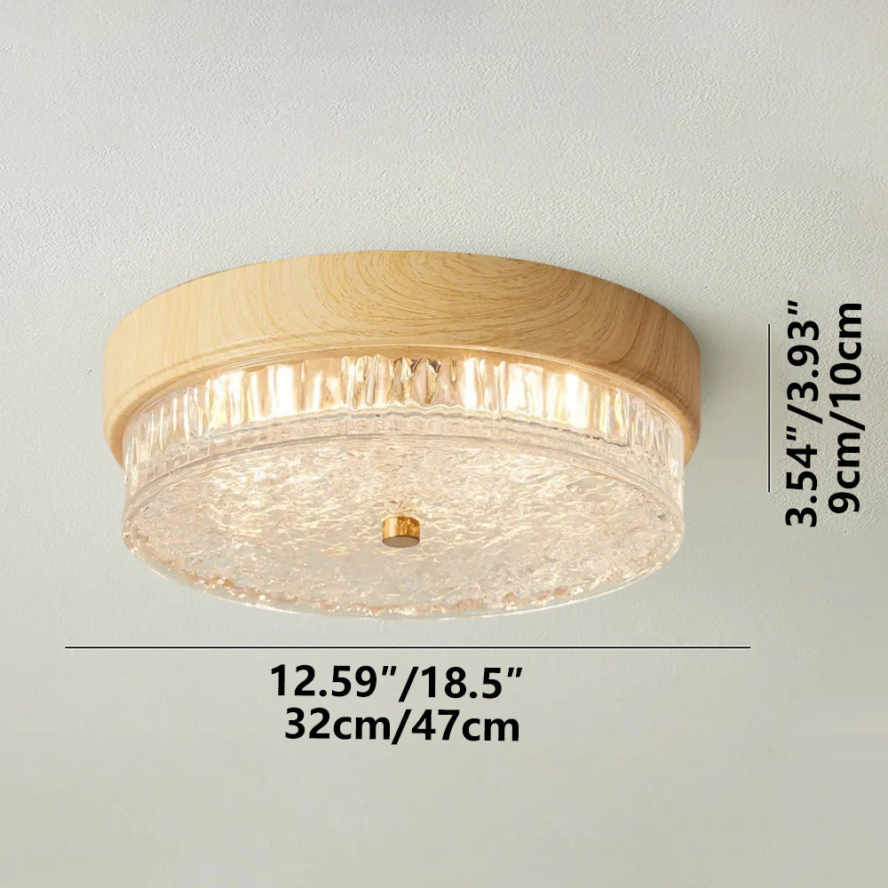 Plafonnier LED encastré avec abat-jour en verre pour chambre, salon, salle à manger, luminaire moderne rond de 12,6 po, éclairage d'ambiance intérieur