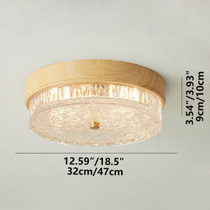 Plafonnier LED encastré avec abat-jour en verre pour chambre, salon, salle à manger, luminaire moderne rond de 12,6 po, éclairage d'ambiance intérieur