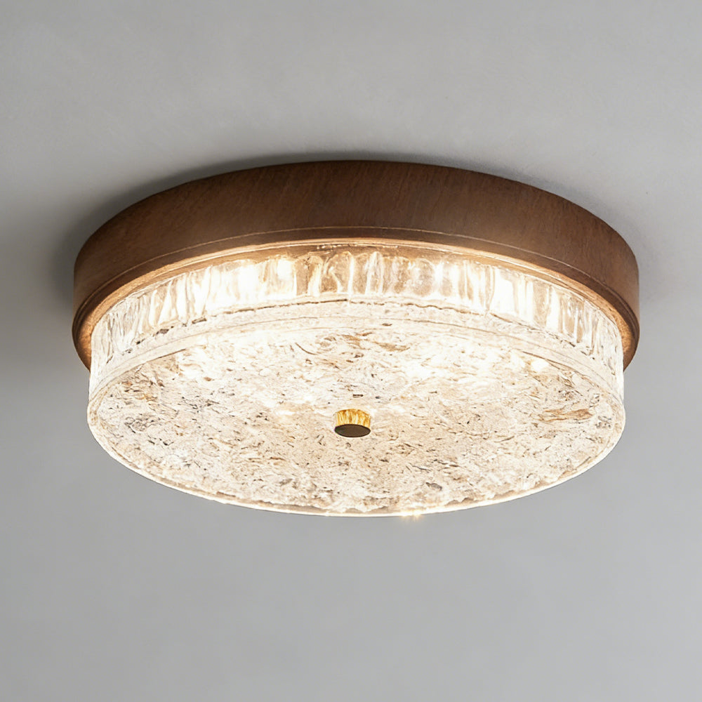 Plafonnier LED encastré avec abat-jour en verre pour chambre, salon, salle à manger, luminaire moderne rond de 12,6 po, éclairage d'ambiance intérieur