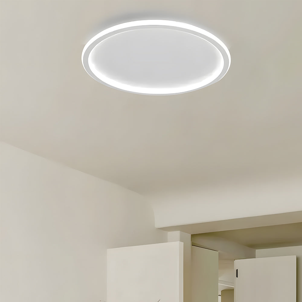 Flush Mount LED Ceiling Light Fixture 12 in Aluminum Round Ultra-Slim 2 in Profile for Bedroom Office Dining Room Modern Energy-Efficient Ho
