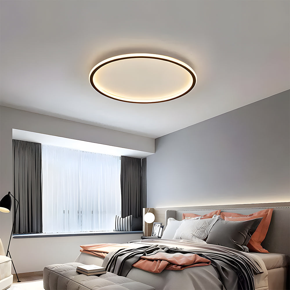 Flush Mount LED Ceiling Light Fixture 12 in Aluminum Round Ultra-Slim 2 in Profile for Bedroom Office Dining Room Modern Energy-Efficient Ho