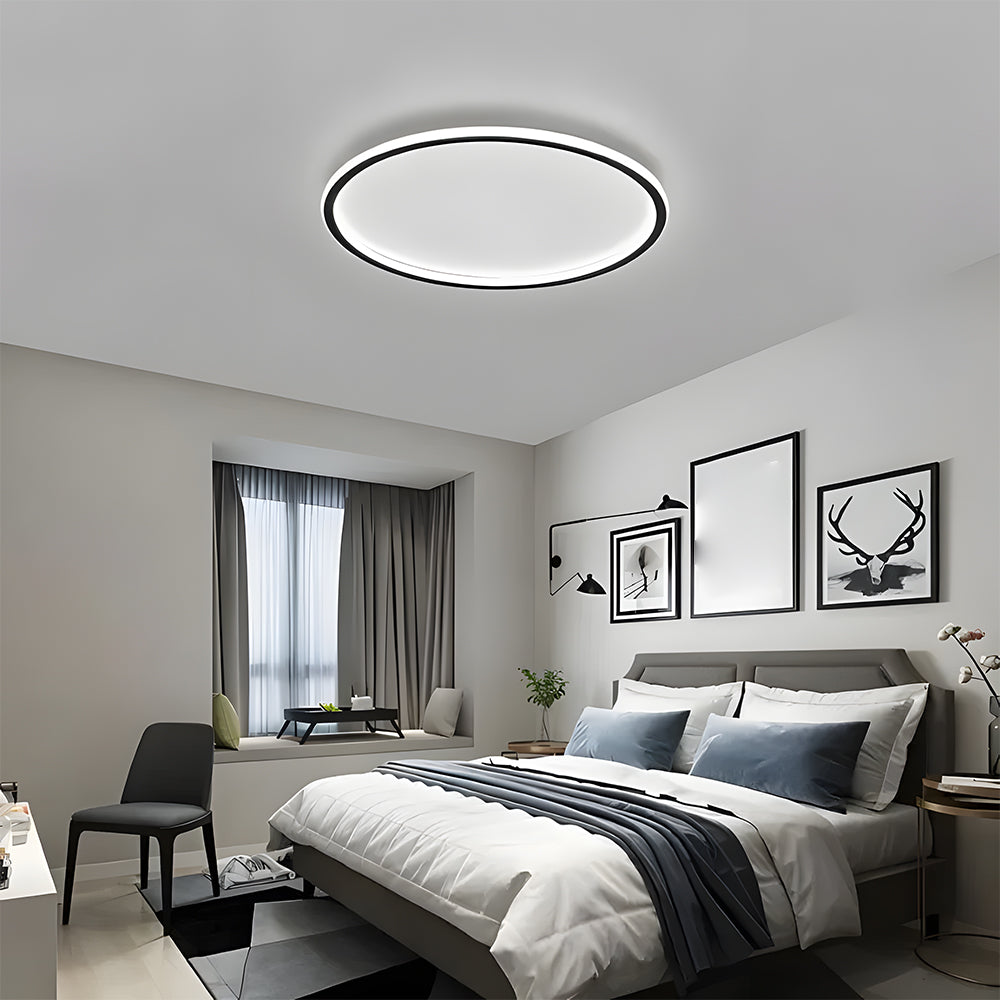 Flush Mount LED Ceiling Light Fixture 12 in Aluminum Round Ultra-Slim 2 in Profile for Bedroom Office Dining Room Modern Energy-Efficient Ho