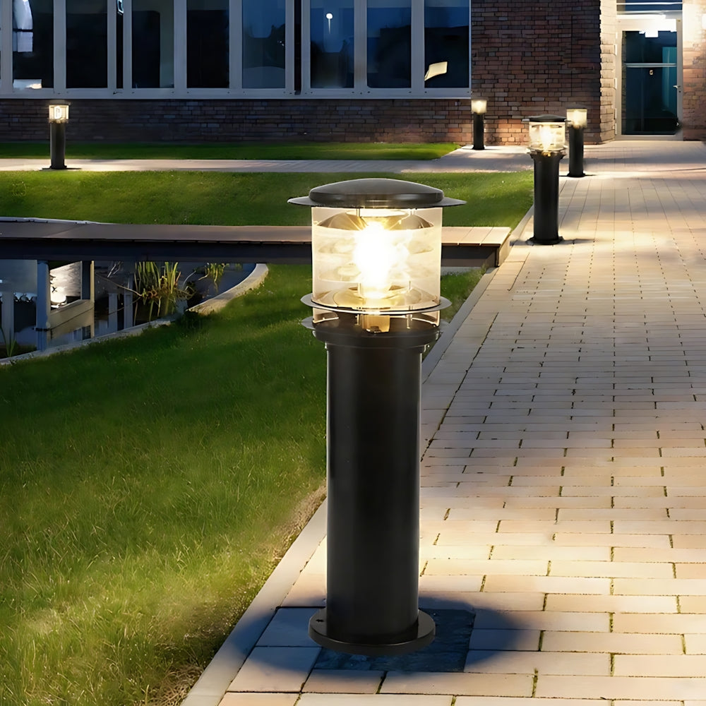 Weatherproof Post Light 6 in Cylinder Aluminum E27 Socket IP65 Rated Black Bollard for Walkway Driveway Porch Yard Landscape Path Marker