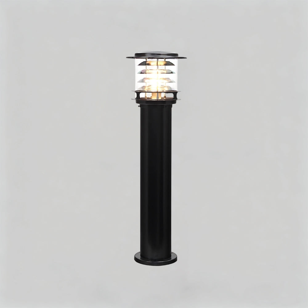 Weatherproof Post Light 6 in Cylinder Aluminum E27 Socket IP65 Rated Black Bollard for Walkway Driveway Porch Yard Landscape Path Marker