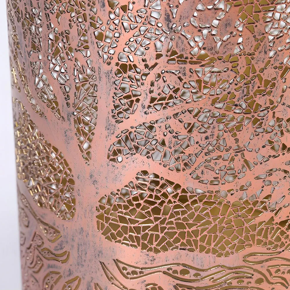 Decorative Metal Garden Lantern Solar LED Hanging Outdoor Light Waterproof Tree Pattern 4-8 Inches Round for Patio Pathway Pergola Tabletop