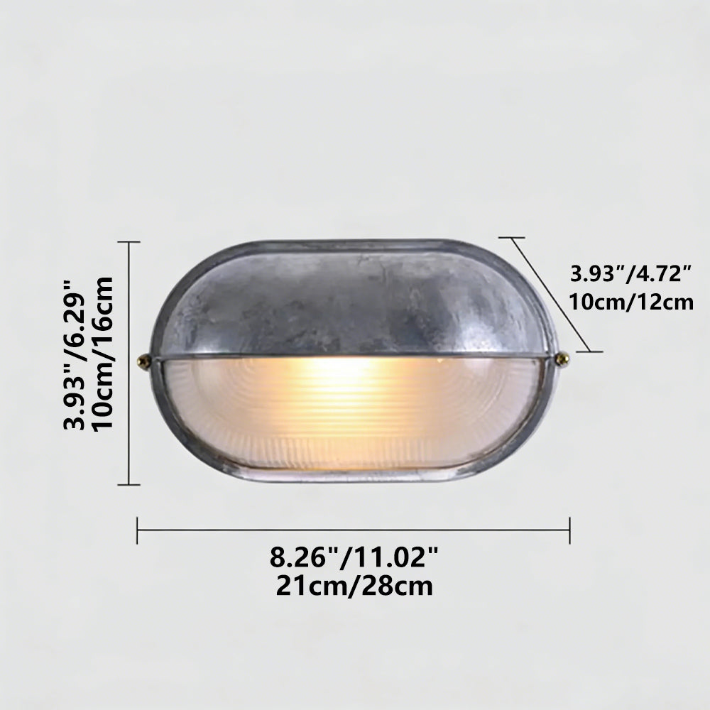 Metal Sconce with Glass Shade for Hallway Corridor Bedroom Entry 8 inch Round Oval Indoor Fixture E26 E27 Bulb Socket Retro Factory Look Hom