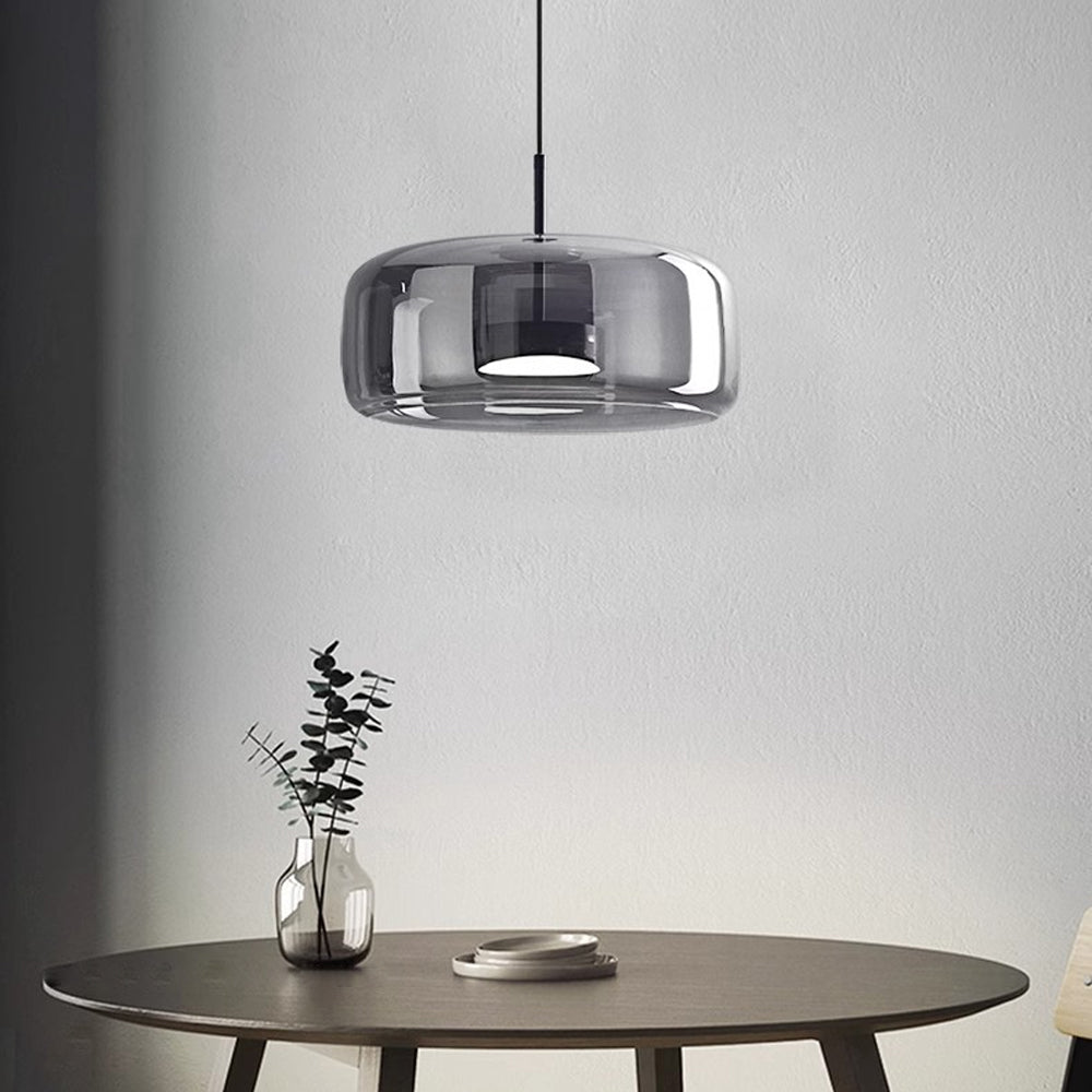 Plafonnier globe en verre pour îlot de cuisine et table de salle à manger – Luminaire à cordon réglable avec abat-jour teinté disponible en 5 tailles