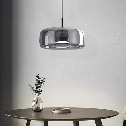 Plafonnier globe en verre pour îlot de cuisine et table de salle à manger – Luminaire à cordon réglable avec abat-jour teinté disponible en 5 tailles