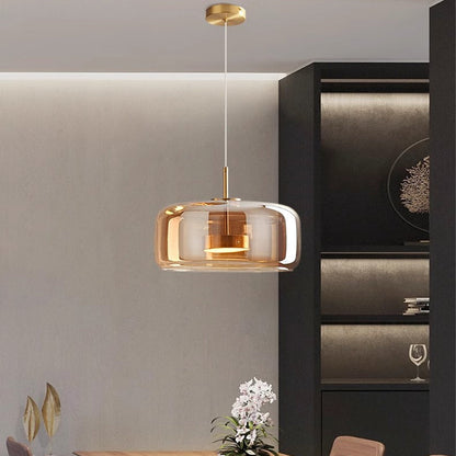 Plafonnier globe en verre pour îlot de cuisine et table de salle à manger – Luminaire à cordon réglable avec abat-jour teinté disponible en 5 tailles