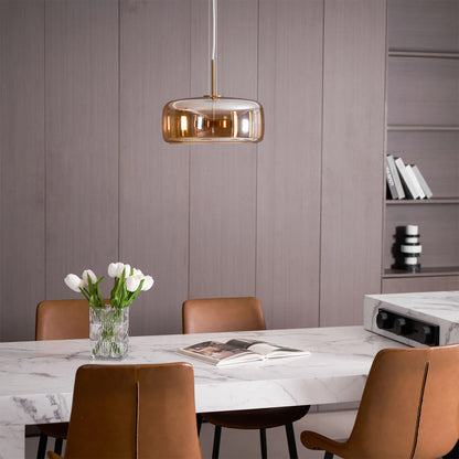 Plafonnier globe en verre pour îlot de cuisine et table de salle à manger – Luminaire à cordon réglable avec abat-jour teinté disponible en 5 tailles