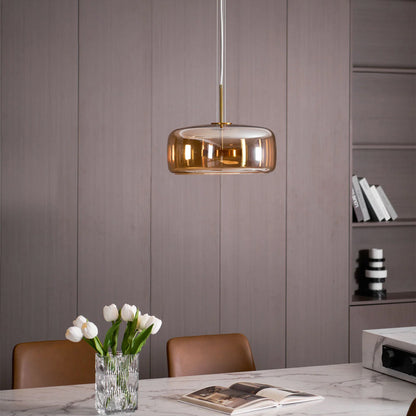 Plafonnier globe en verre pour îlot de cuisine et table de salle à manger – Luminaire à cordon réglable avec abat-jour teinté disponible en 5 tailles