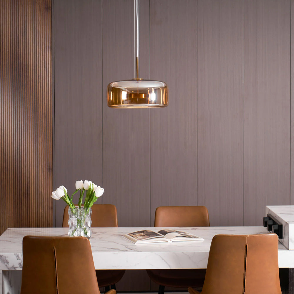 Plafonnier globe en verre pour îlot de cuisine et table de salle à manger – Luminaire à cordon réglable avec abat-jour teinté disponible en 5 tailles