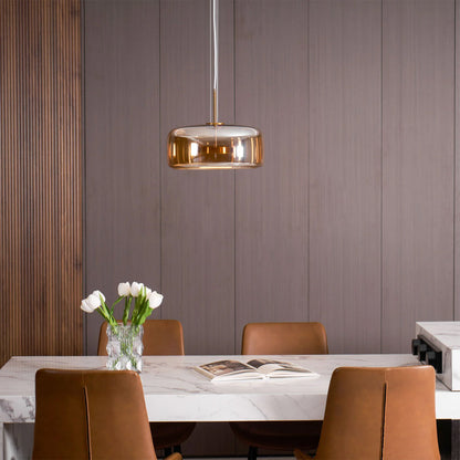 Plafonnier globe en verre pour îlot de cuisine et table de salle à manger – Luminaire à cordon réglable avec abat-jour teinté disponible en 5 tailles