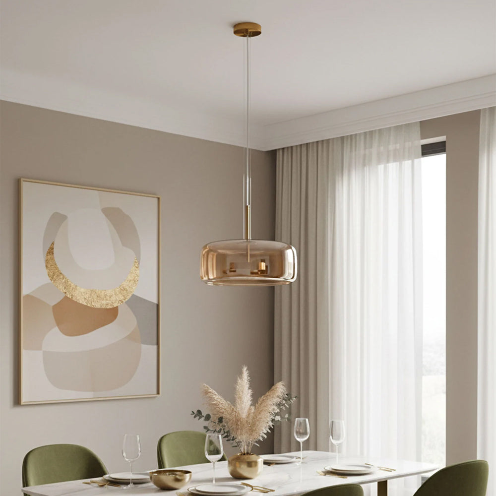 Glass Dome Hanging Light with Smoked Finish – Adjustable LED Fixture for Kitchen Island, Dining Room & Modern Ceiling