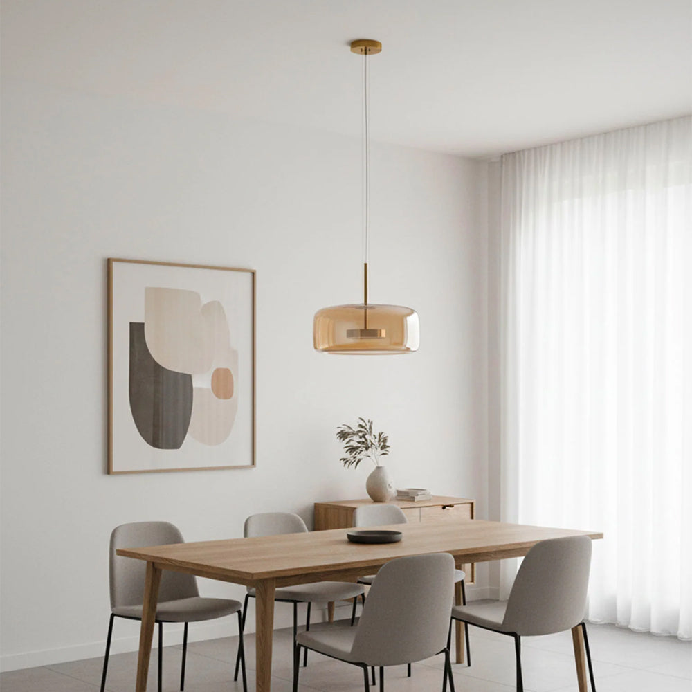Plafonnier globe en verre pour îlot de cuisine et table de salle à manger – Luminaire à cordon réglable avec abat-jour teinté disponible en 5 tailles