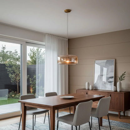 Glass Dome Hanging Light with Smoked Finish – Adjustable LED Fixture for Kitchen Island, Dining Room & Modern Ceiling