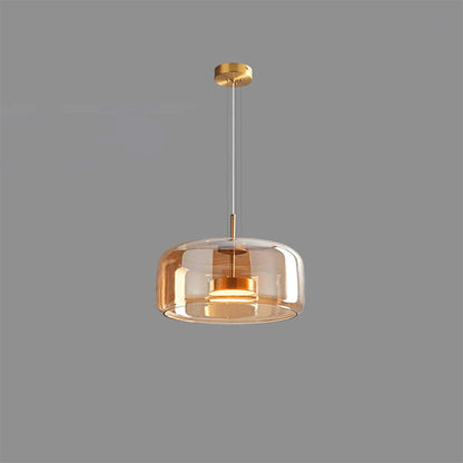 Plafonnier globe en verre pour îlot de cuisine et table de salle à manger – Luminaire à cordon réglable avec abat-jour teinté disponible en 5 tailles
