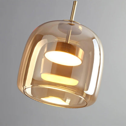 Plafonnier globe en verre pour îlot de cuisine et table de salle à manger – Luminaire à cordon réglable avec abat-jour teinté disponible en 5 tailles