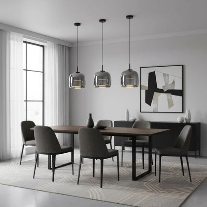 Plafonnier globe en verre pour îlot de cuisine et table de salle à manger – Luminaire à cordon réglable avec abat-jour teinté disponible en 5 tailles