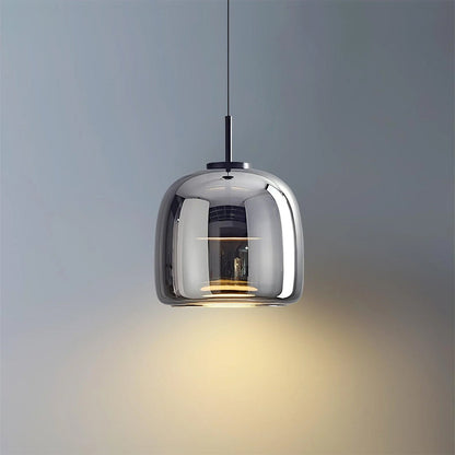 Glass Dome Hanging Light with Smoked Finish – Adjustable LED Fixture for Kitchen Island, Dining Room & Modern Ceiling