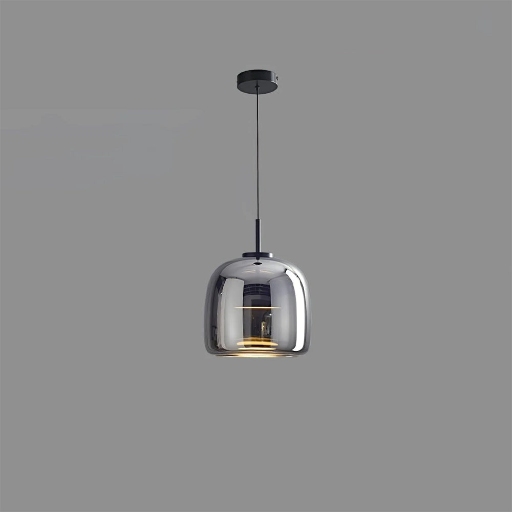Plafonnier globe en verre pour îlot de cuisine et table de salle à manger – Luminaire à cordon réglable avec abat-jour teinté disponible en 5 tailles