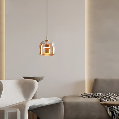 Glass Dome Hanging Light with Smoked Finish – Adjustable LED Fixture for Kitchen Island, Dining Room & Modern Ceiling