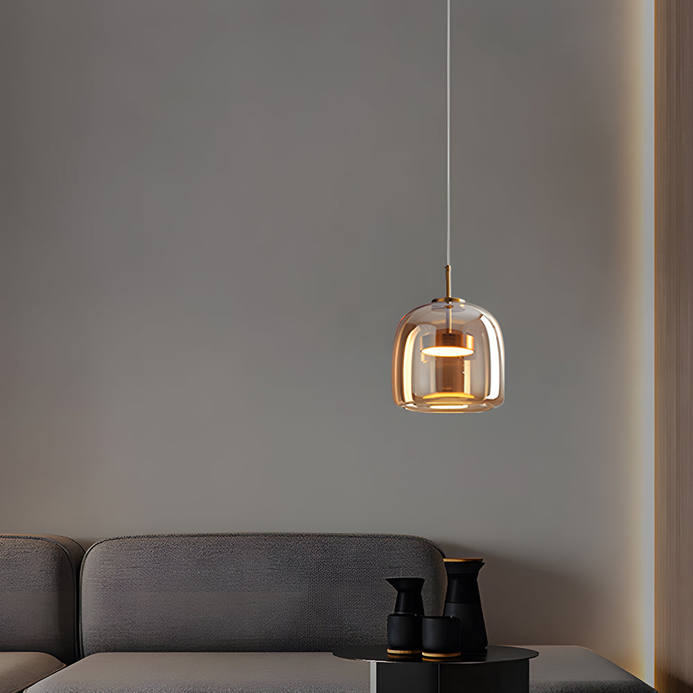 Glass Dome Hanging Light with Smoked Finish – Adjustable LED Fixture for Kitchen Island, Dining Room & Modern Ceiling