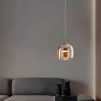 Glass Dome Hanging Light with Smoked Finish – Adjustable LED Fixture for Kitchen Island, Dining Room & Modern Ceiling