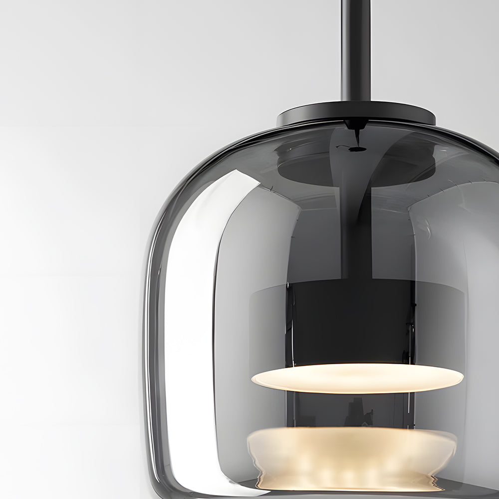 Plafonnier globe en verre pour îlot de cuisine et table de salle à manger – Luminaire à cordon réglable avec abat-jour teinté disponible en 5 tailles