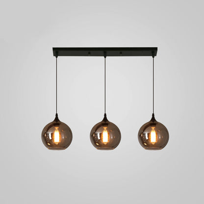 Glass Shade Hanging Fixture Adjustable Height for Kitchen Island, Dining Table & Entryway - Black Metal Frame Ceiling Lamp with Ambient Glow