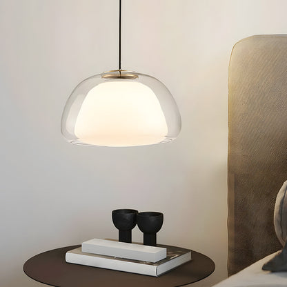 Suspension luminaire en verre texturé pour salle à manger et cuisine | Douille E27 | Abat-jour dôme ondulé | Deux tailles disponibles | Éclairage d'ambiance chaleureux pour