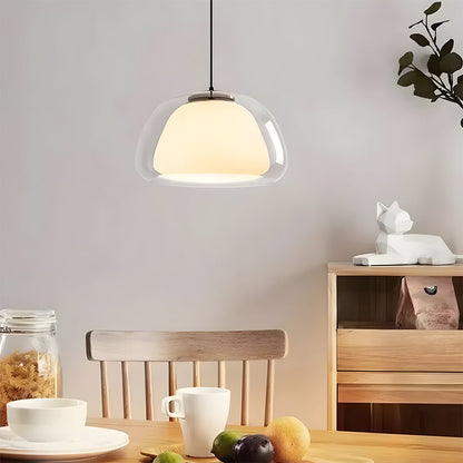 Suspension luminaire en verre texturé pour salle à manger et cuisine | Douille E27 | Abat-jour dôme ondulé | Deux tailles disponibles | Éclairage d'ambiance chaleureux pour