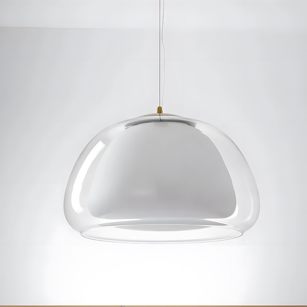 Suspension luminaire en verre texturé pour salle à manger et cuisine | Douille E27 | Abat-jour dôme ondulé | Deux tailles disponibles | Éclairage d'ambiance chaleureux pour
