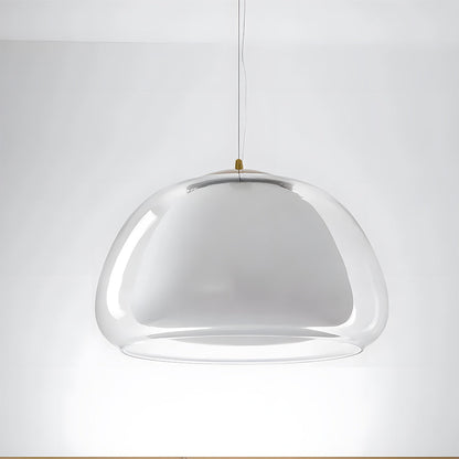 Suspension luminaire en verre texturé pour salle à manger et cuisine | Douille E27 | Abat-jour dôme ondulé | Deux tailles disponibles | Éclairage d'ambiance chaleureux pour