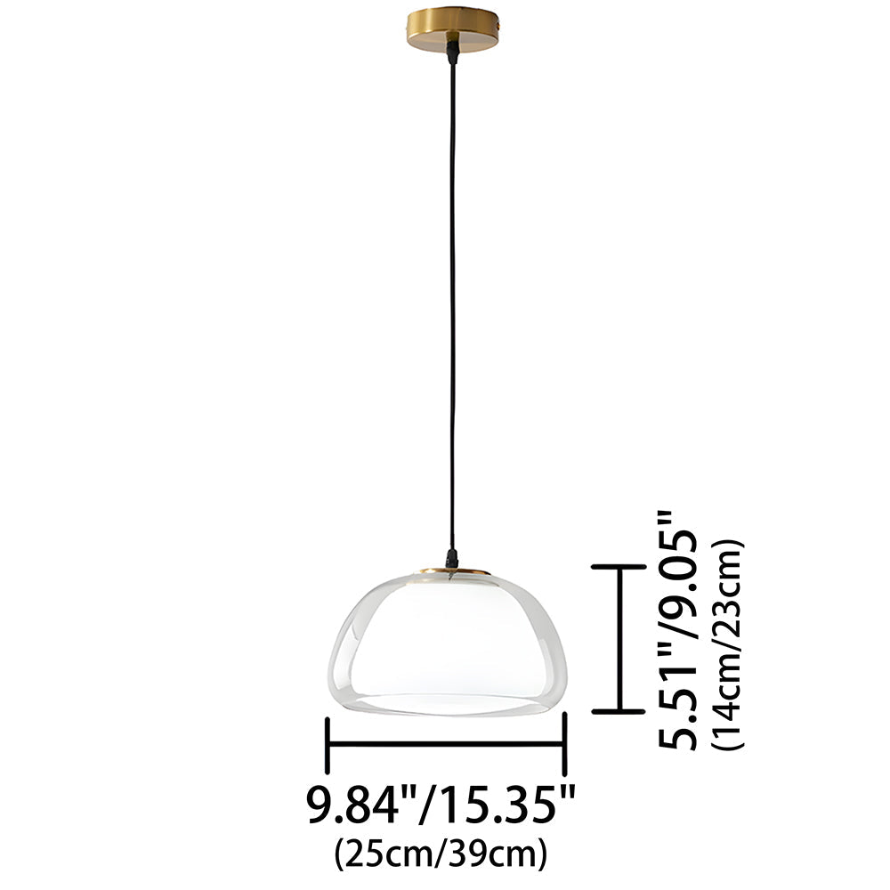 Suspension luminaire en verre texturé pour salle à manger et cuisine | Douille E27 | Abat-jour dôme ondulé | Deux tailles disponibles | Éclairage d'ambiance chaleureux pour
