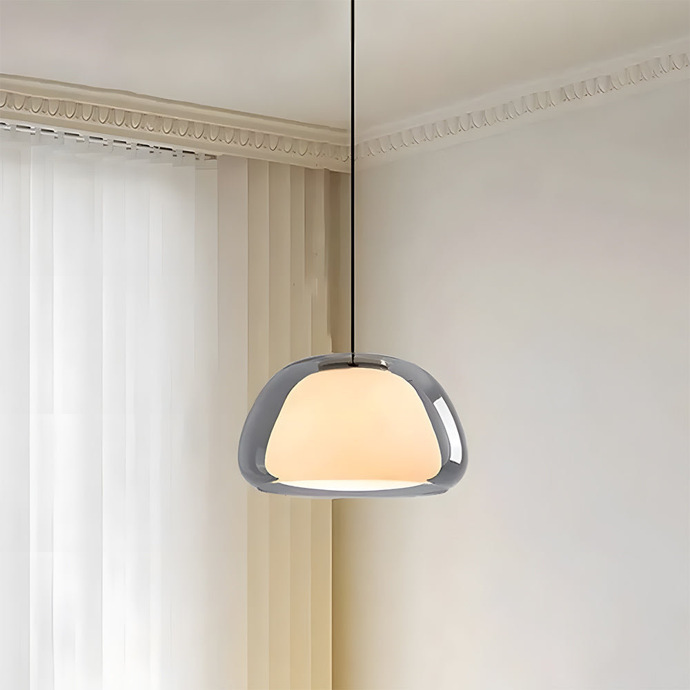 Suspension luminaire en verre texturé pour salle à manger et cuisine | Douille E27 | Abat-jour dôme ondulé | Deux tailles disponibles | Éclairage d'ambiance chaleureux pour
