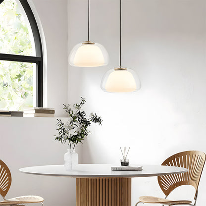 Suspension luminaire en verre texturé pour salle à manger et cuisine | Douille E27 | Abat-jour dôme ondulé | Deux tailles disponibles | Éclairage d'ambiance chaleureux pour