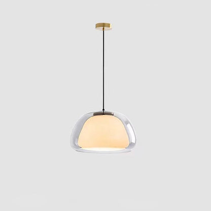 Suspension luminaire en verre texturé pour salle à manger et cuisine | Douille E27 | Abat-jour dôme ondulé | Deux tailles disponibles | Éclairage d'ambiance chaleureux pour