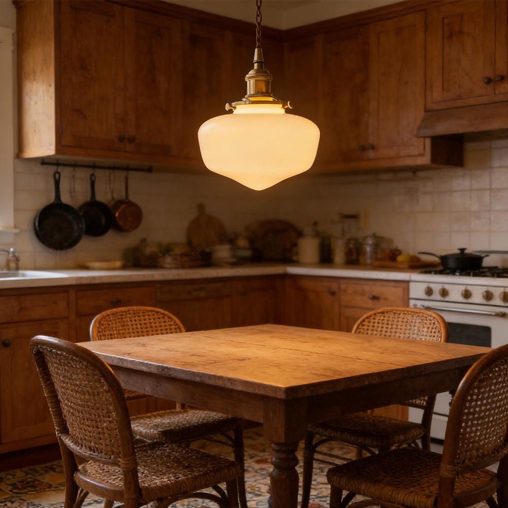 Hanging Ceiling Light Fixture with Clear Glass Shade for Kitchen Island, Breakfast Nook, Bedroom, Foyer, Adjustable Drop