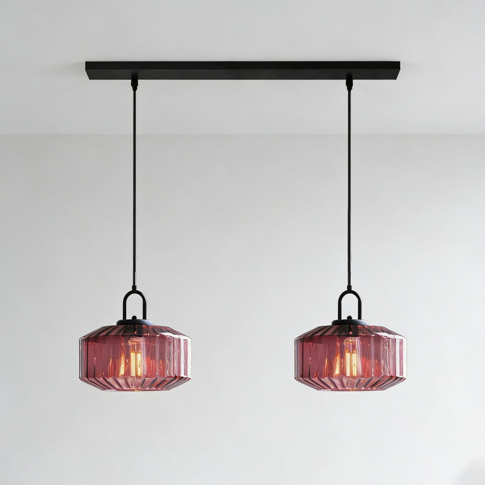 Suspension artisanale en verre en forme de goutte, abat-jour rayé vert de 28 cm pour tables de salle à manger et îlots de cuisine, luminaire suspendu compact, éclairage LED d'ambiance