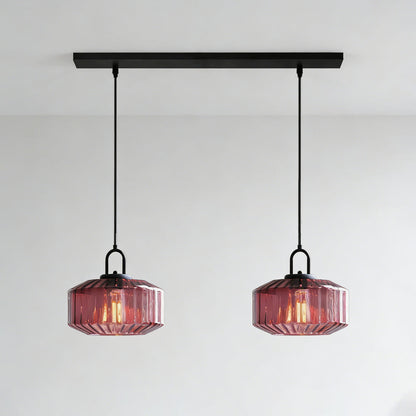 Suspension artisanale en verre en forme de goutte, abat-jour rayé vert de 28 cm pour tables de salle à manger et îlots de cuisine, luminaire suspendu compact, éclairage LED d'ambiance