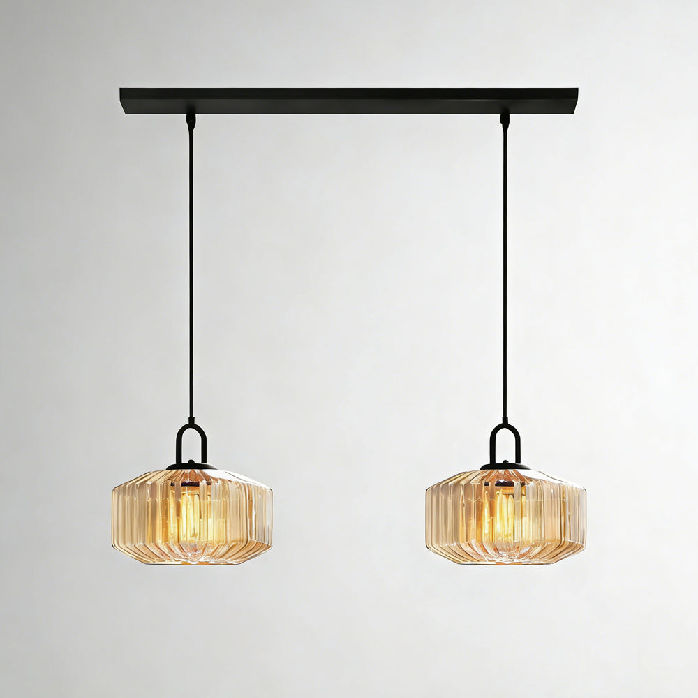 Suspension artisanale en verre en forme de goutte, abat-jour rayé vert de 28 cm pour tables de salle à manger et îlots de cuisine, luminaire suspendu compact, éclairage LED d'ambiance