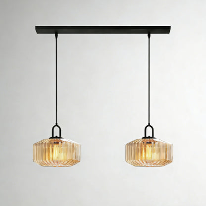 Suspension artisanale en verre en forme de goutte, abat-jour rayé vert de 28 cm pour tables de salle à manger et îlots de cuisine, luminaire suspendu compact, éclairage LED d'ambiance
