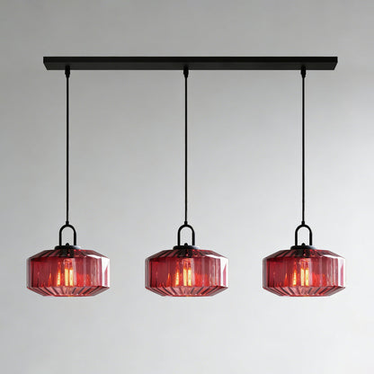 Suspension artisanale en verre en forme de goutte, abat-jour rayé vert de 28 cm pour tables de salle à manger et îlots de cuisine, luminaire suspendu compact, éclairage LED d'ambiance