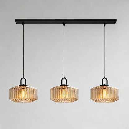 Suspension artisanale en verre en forme de goutte, abat-jour rayé vert de 28 cm pour tables de salle à manger et îlots de cuisine, luminaire suspendu compact, éclairage LED d'ambiance